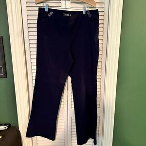 7th Ave Studio Navy Blue Flare Pull On Pants